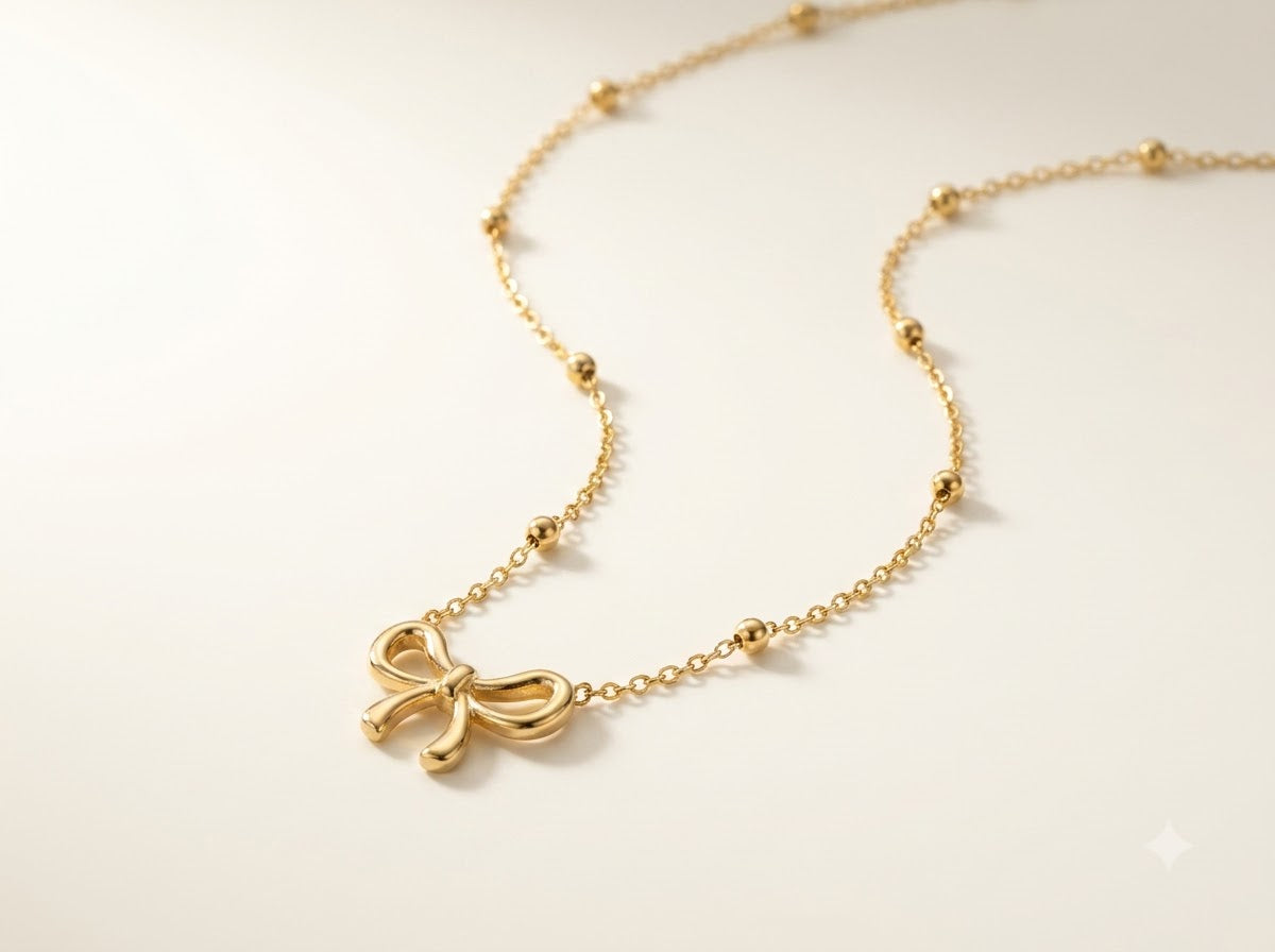 Minimal Pearl Knot Necklace โจ | Gold-Plated Everyday Necklace
