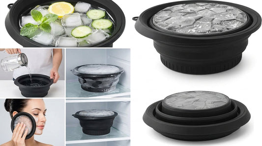 Collapsible Silicone Ice Bowl | Foldable Face Wash Basin with Built-in Ice Tray
