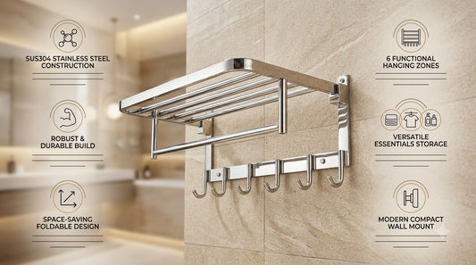 Modern Foldable SUS304 Stainless Steel Bathroom Rack