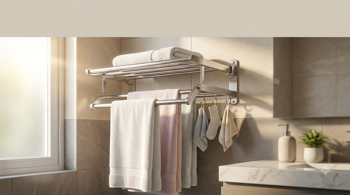 Modern Foldable SUS304 Stainless Steel Bathroom Rack