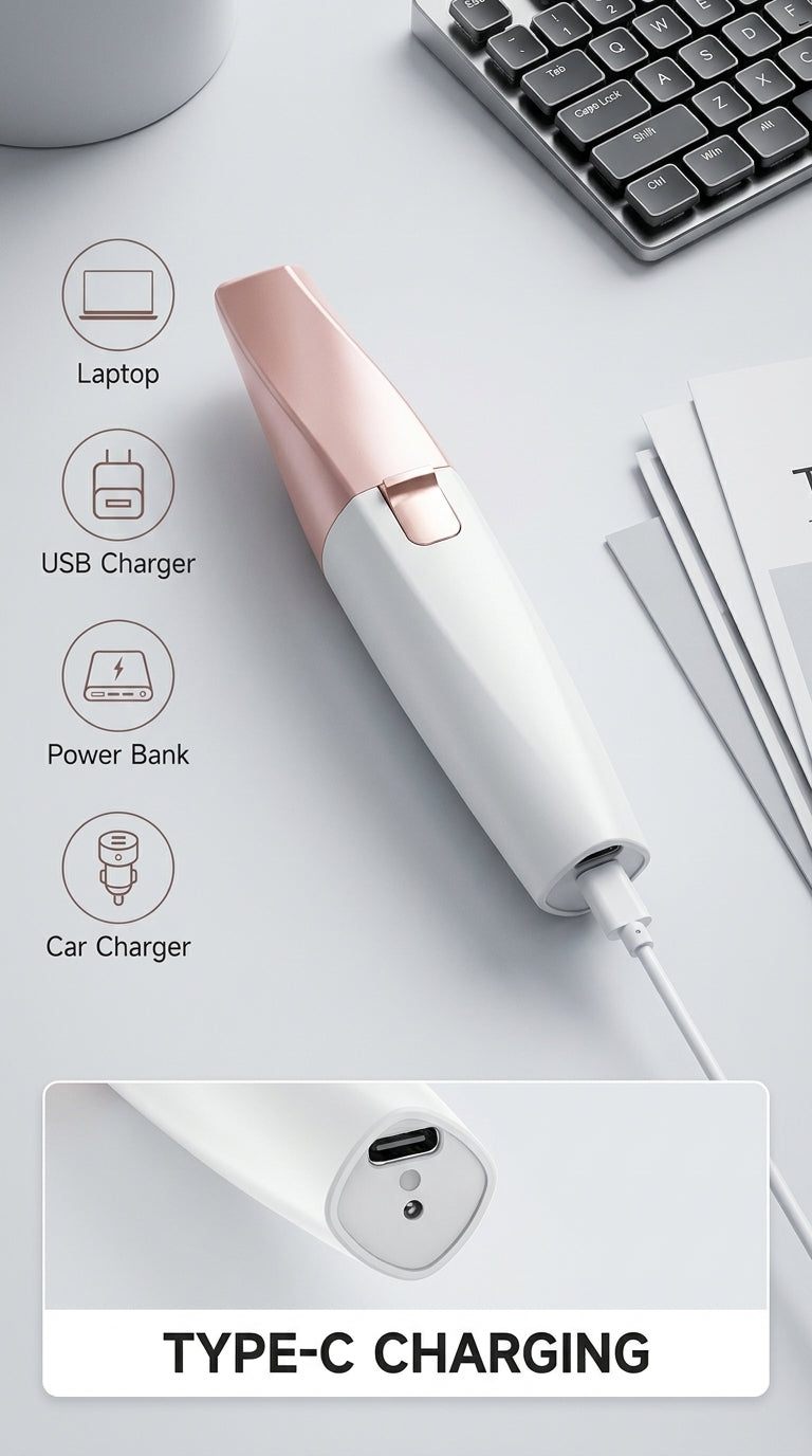 2-in-1 Rechargeable Facial Hair Remover & Precision Eyebrow Trimmer for Women | USB Charging | Painless Hair Removal