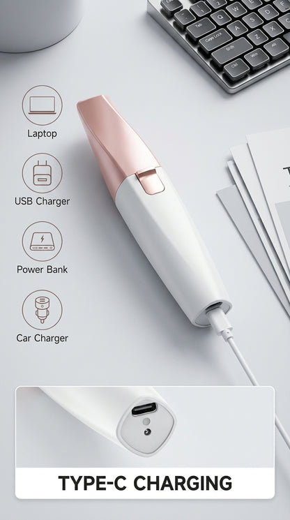 2-in-1 Rechargeable Facial Hair Remover & Precision Eyebrow Trimmer for Women | USB Charging | Painless Hair Removal