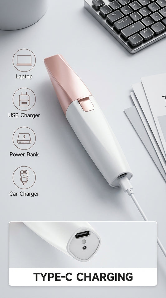 2-in-1 Rechargeable Facial Hair Remover & Precision Eyebrow Trimmer for Women | USB Charging | Painless Hair Removal