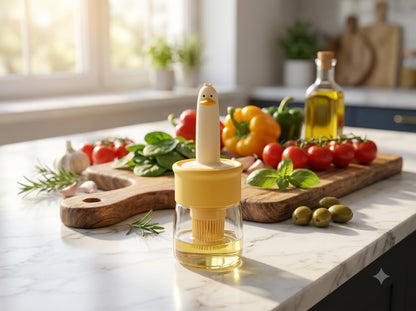 [PACK OF 1] 2-in-1 Oil Dispenser Bottle with Silicone Basting Brush | Mess-Free Cooking, BBQ, Baking & Air Fryer | Premium Kitchen Oil Brush Dispenser