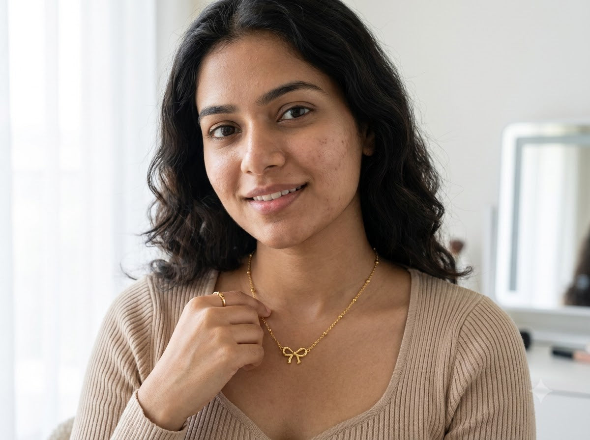 Minimal Pearl Knot Necklace ✨ | Gold-Plated Everyday Necklace