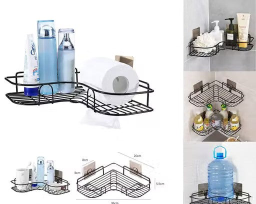 2-Pack Self-Adhesive Bathroom Corner Shelf | Rustproof Metal Storage Rack | No Drill Wall Organizer