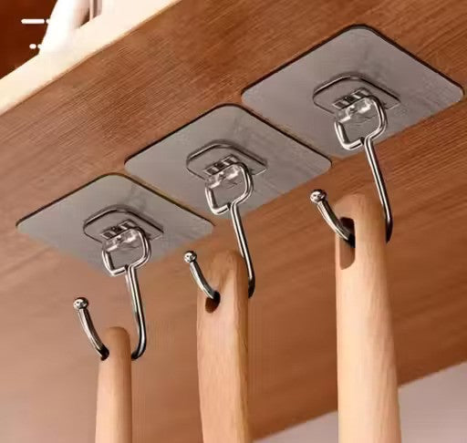 360° Rotating Self-Adhesive Wall Hooks (Pack of 10) | Heavy Duty Waterproof Multipurpose Hooks