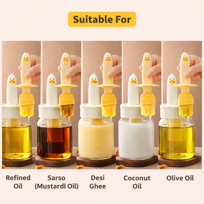 [PACK OF 1] 2-in-1 Oil Dispenser Bottle with Silicone Basting Brush | Mess-Free Cooking, BBQ, Baking & Air Fryer | Premium Kitchen Oil Brush Dispenser