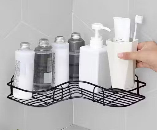 2-Pack Self-Adhesive Bathroom Corner Shelf | Rustproof Metal Storage Rack | No Drill Wall Organizer
